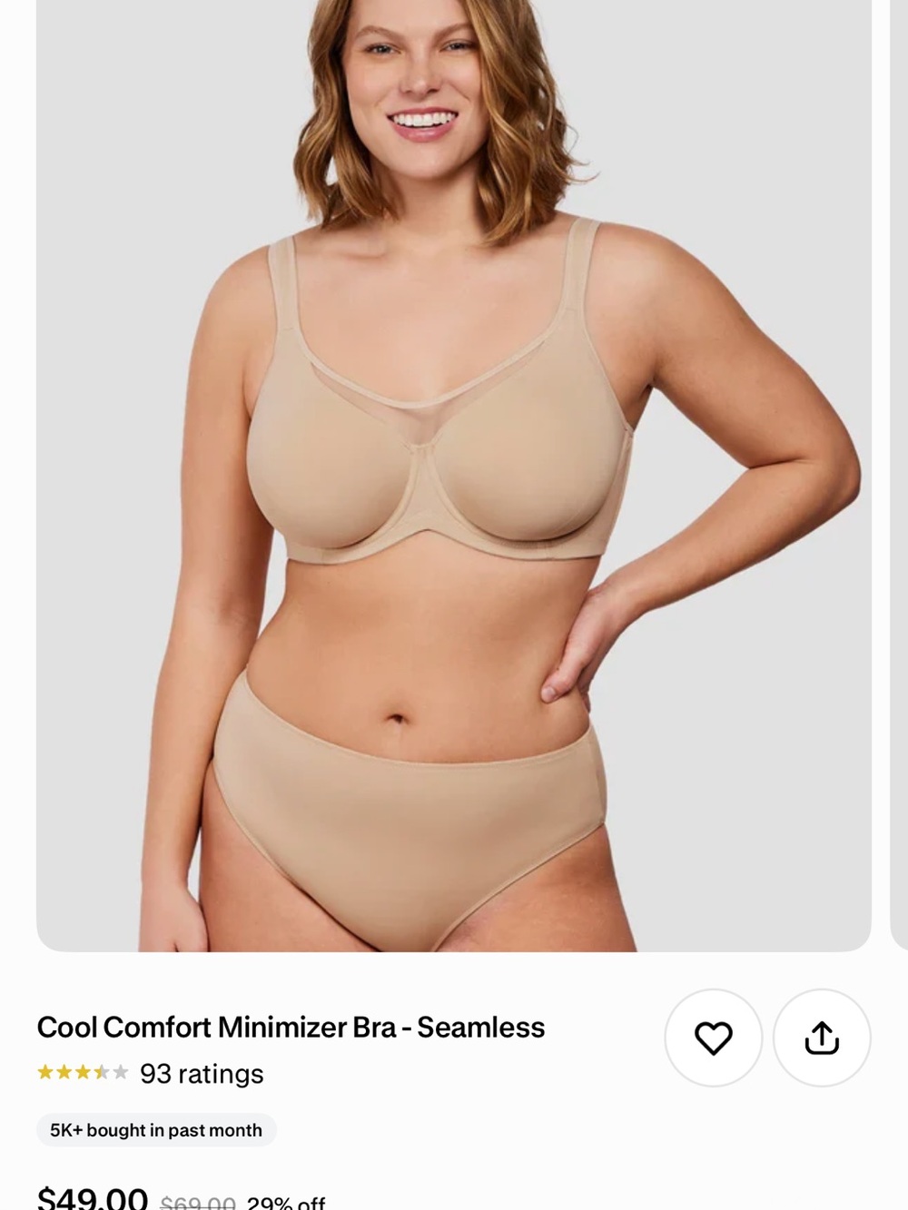 Cool Comfort Minimizer Seamless Bras in Nude and Black